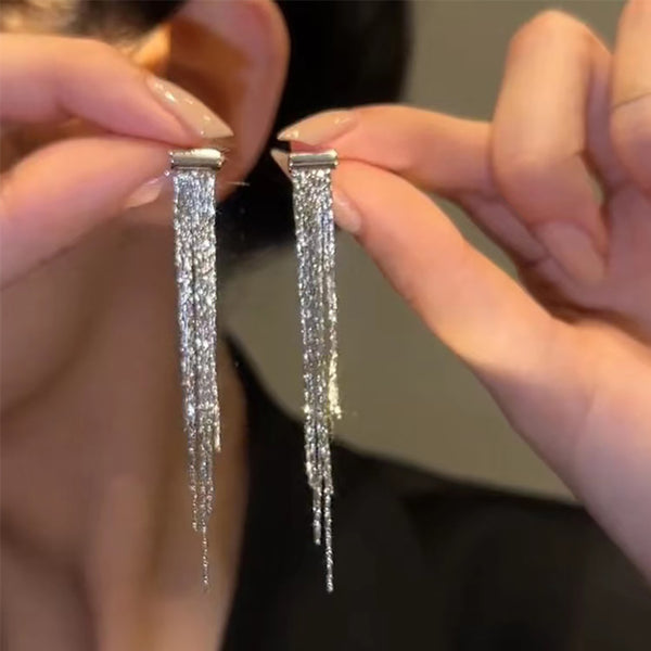 Silver Hoop Earrings with CZ Stones